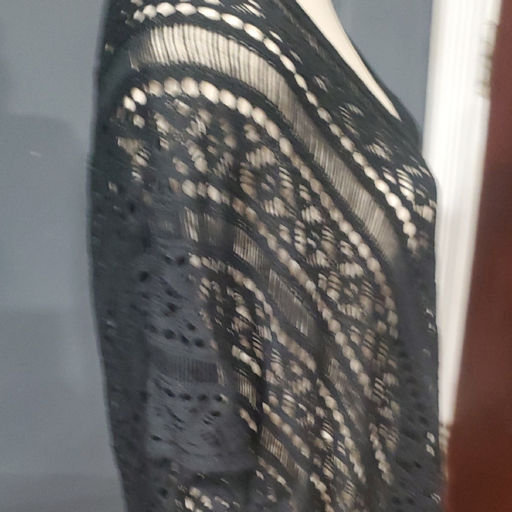 Chic Black Lace Blouse Swim Cover Up - Picture 5 of 11